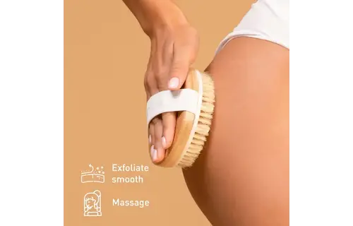 Pursonic - Bath Brush and Rubber Massager with Lotus Wooden Handle