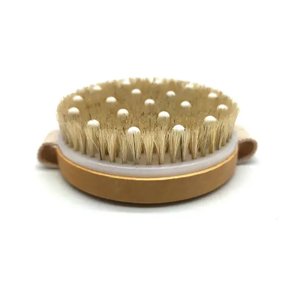 Pursonic - Bath Brush and Rubber Massager with Lotus Wooden Handle