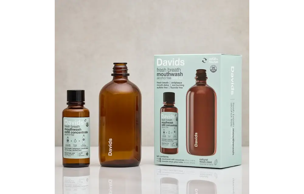 Davids - Fresh Breath Mouthwash Refill Kit Natural Fresh Mint