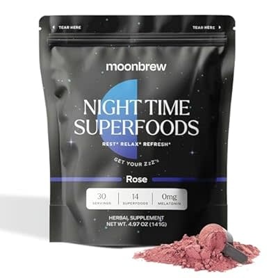Moonbrew - Herbal Supplement Nighttime Superfood 4.37oz Rose