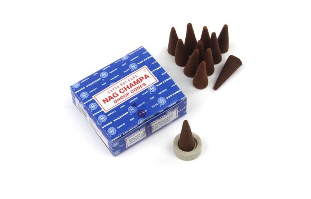 Satya - Aroma Incense Cones 12pk Nag Champa (Blue Box)
