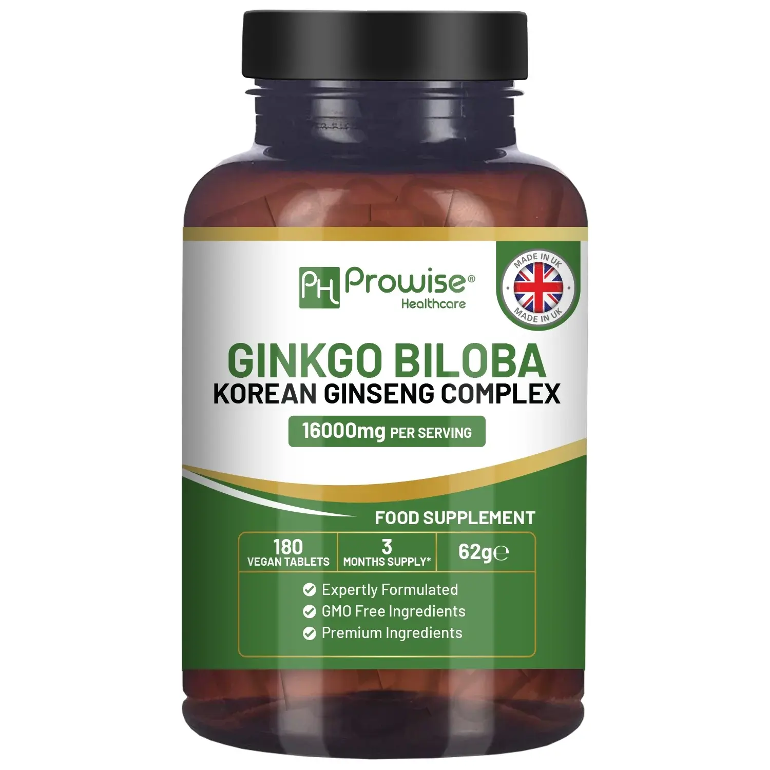 Prowise Healthcare - Ginkgo Biloba Korean Ginseng Complex Supplement 16000mg 180ct