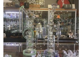 Lookah Glass - Alien Offspring Straight Water Pipe - 16" Tree Perc Teeth Perc Donut Perc Beaker Bong