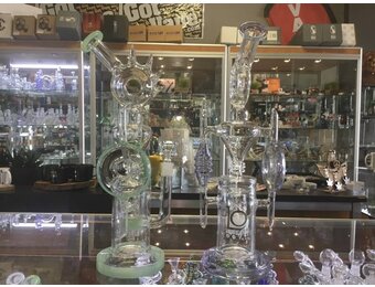 Lookah Glass - Alien Offspring Straight Water Pipe - 16" Tree Perc Teeth Perc Donut Perc Beaker Bong