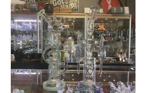 Lookah Glass - Alien Offspring Straight Water Pipe - 16" Tree Perc Teeth Perc Donut Perc Beaker Bong