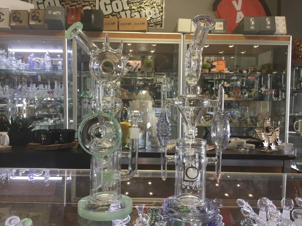 Lookah Glass - Alien Offspring Straight Water Pipe - 16" Tree Perc Teeth Perc Donut Perc Beaker Bong