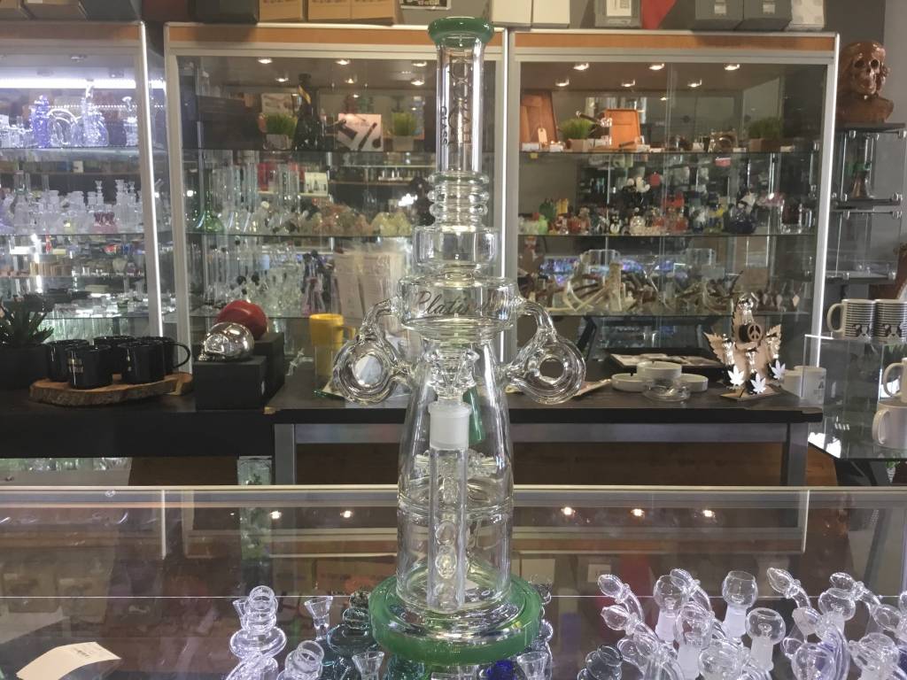 Lookah Glass - Straight Water Pipe - 17" Inline Perc Sprinkler Perc Cone Perc Recycler Beaker Bong