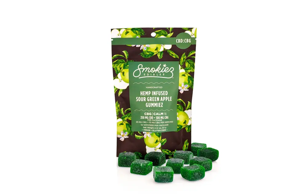 Smokiez - CBD Edible Gummies 250mg CBD 100mg CBG 10ct Sour Green Apple