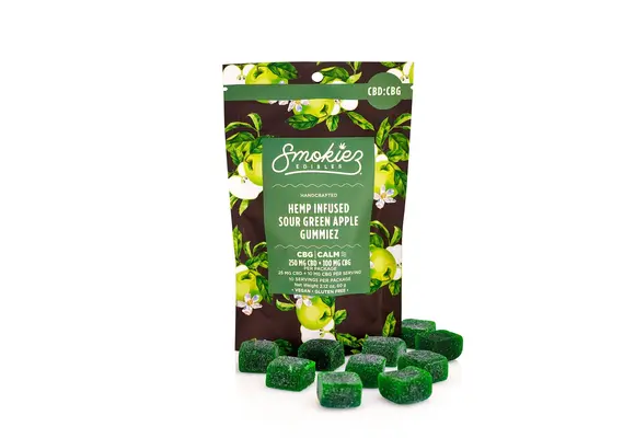 Smokiez - CBD Edible Gummies 250mg CBD 100mg CBG 10ct Sour Green Apple