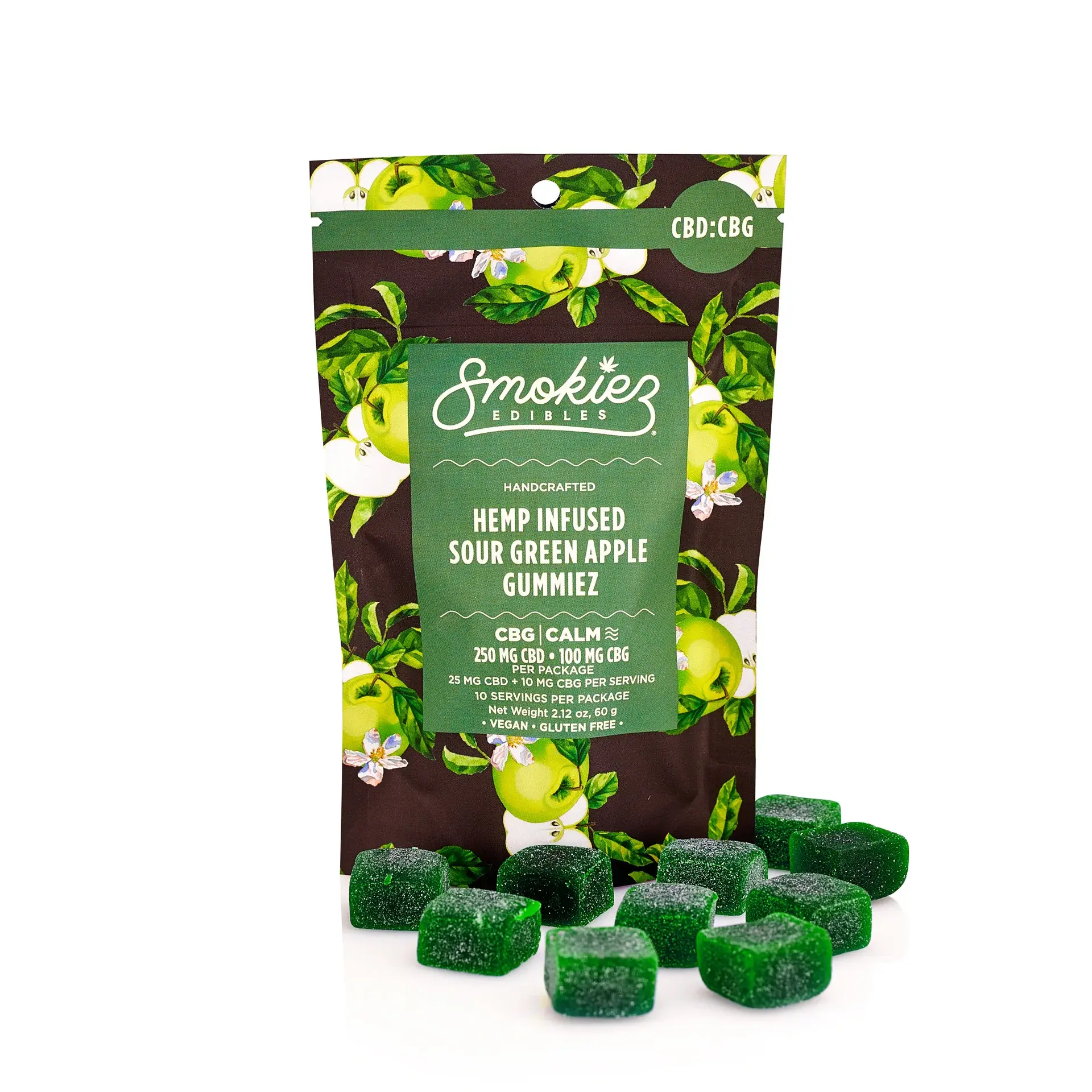 Smokiez - CBD Edible Gummies 250mg CBD 100mg CBG 10ct Sour Green Apple