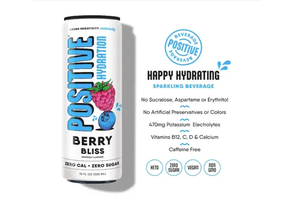 Positive Hydration - Sparkling Beverage All Natural Caffeine Free 12oz
