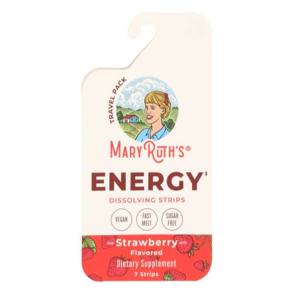 Mary Ruth's - Dissolving Strips Energy 7ct Strawberry