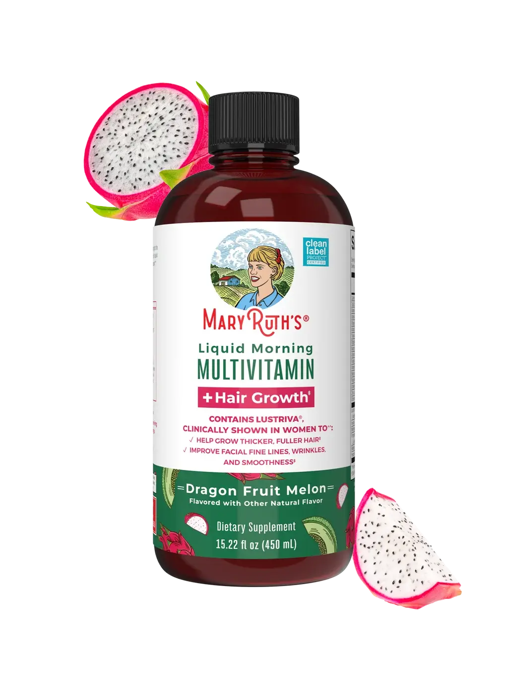 Mary Ruth's - Multivitamin Supplement Hair Growth & Lustiva 15.22oz Dragon Fruit Melon
