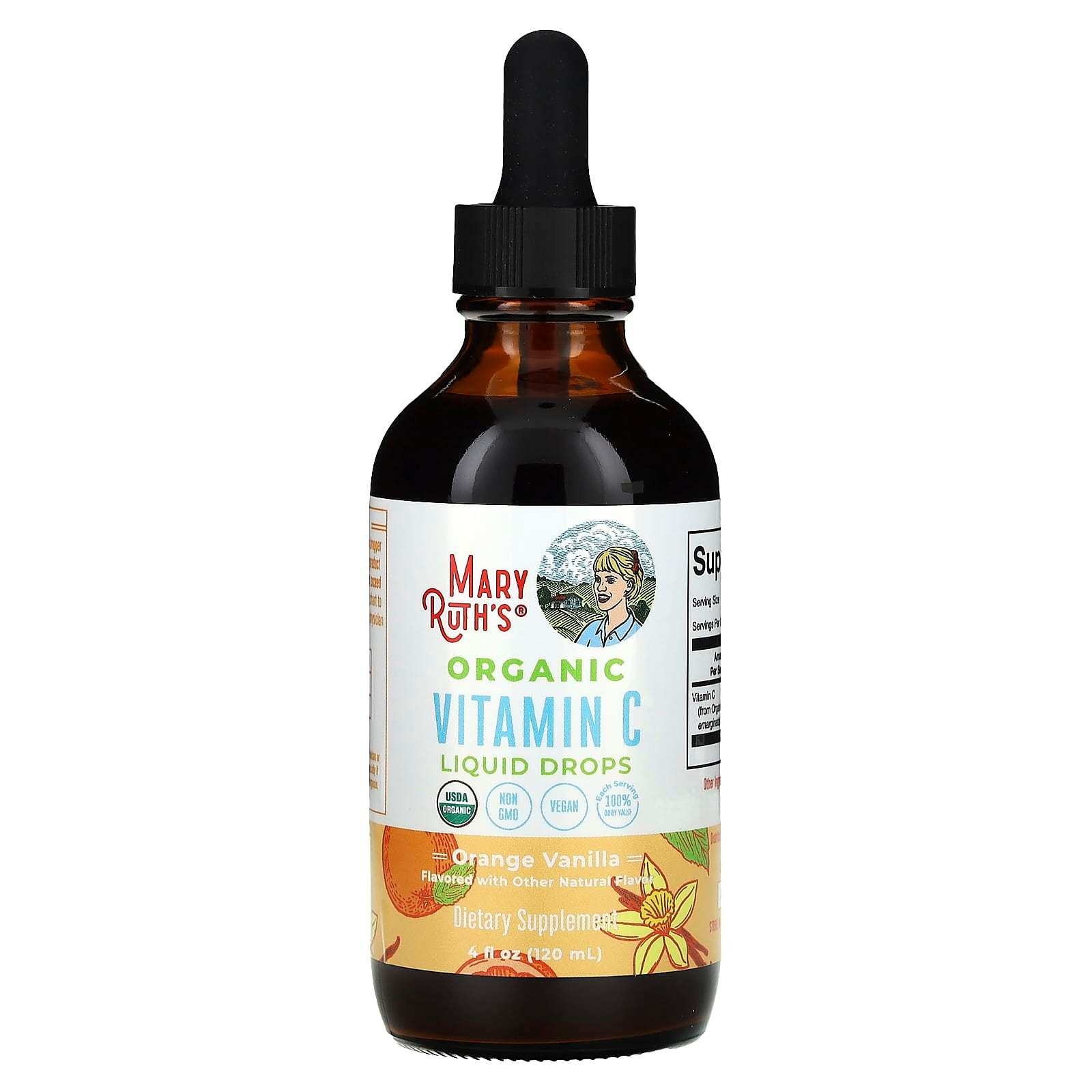 Mary Ruth's - Organic Vitamin C Supplement Liquid Drops 4oz Orange Vanilla