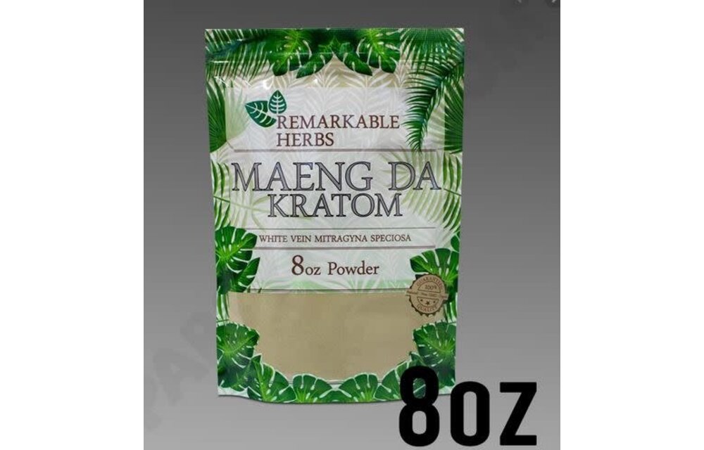 Remarkable Herbs - Kratom Powder White Vein Maeng Da 8oz