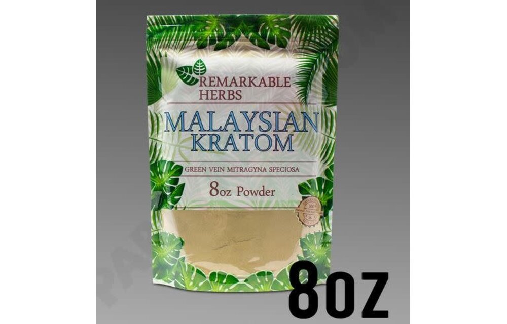 Remarkable Herbs - Kratom Powder Green Vein Malay 8oz