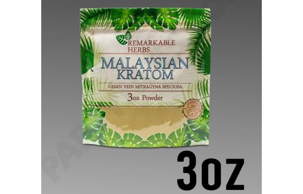 Remarkable Herbs - Kratom Powder Green Vein Malay 3oz