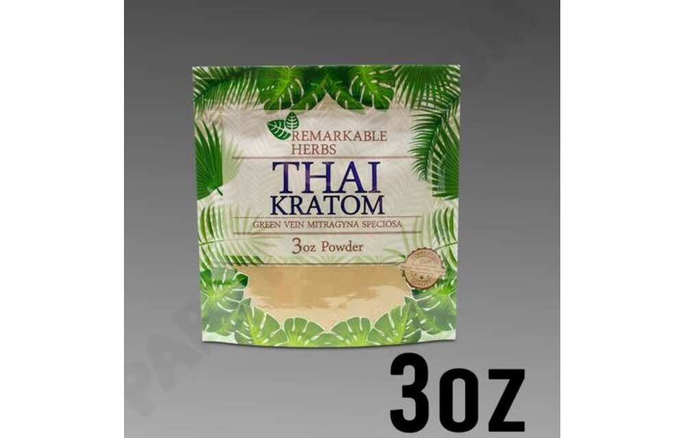 Remarkable Herbs - Kratom Powder Green Vein Thai 3oz