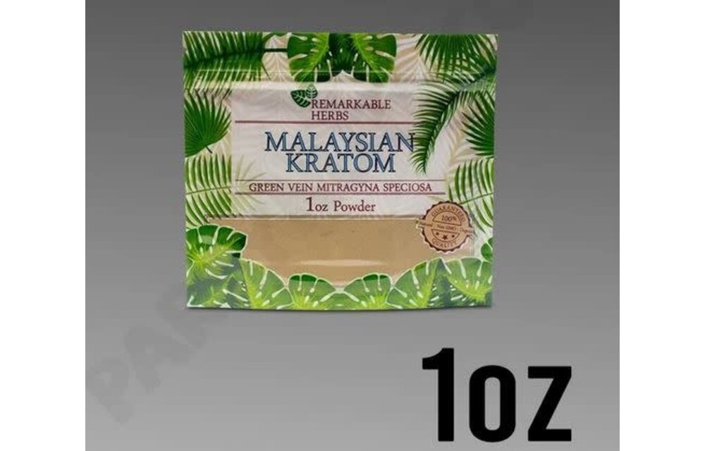 Remarkable Herbs - Kratom Powder Green Vein Malay 1oz