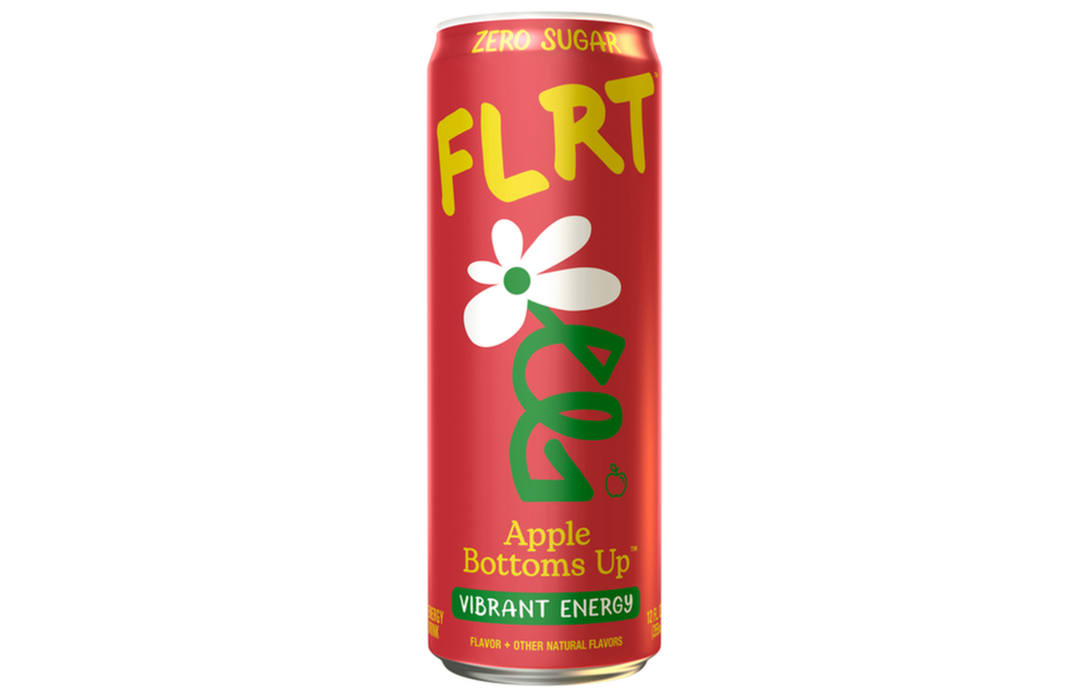 FLRT - Energy Drink Natural Flavoured Zero Sugar 12oz Apple Bottoms Up