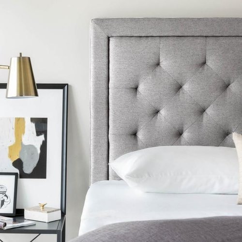 MALOUF STRUCTURES Rectangle Upholstered Headboard - Queen Stone MALOUF STRUCTURES Rectangle Upholstered Headboard - Queen Stone