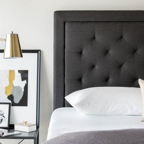 MALOUF STRUCTURES Rectangle Upholstered Headboard - Queen Charcoal MALOUF STRUCTURES Rectangle Upholstered Headboard - Queen Charcoal