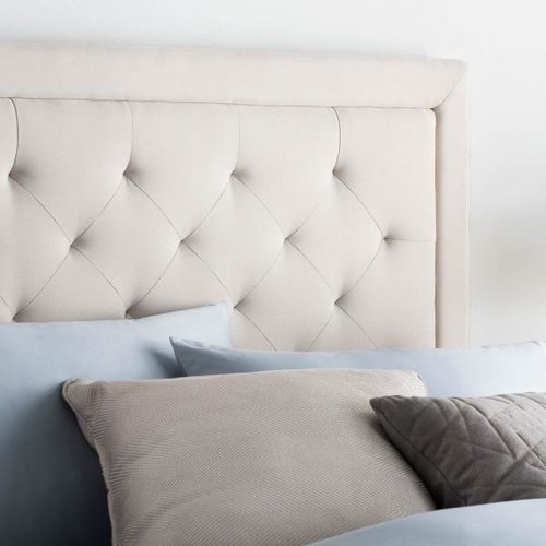 MALOUF STRUCTURES Rectangle Upholstered Headboard - Queen Ivory MALOUF STRUCTURES Rectangle Upholstered Headboard - Queen Ivory