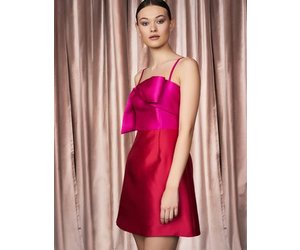pink and red colorblock dress