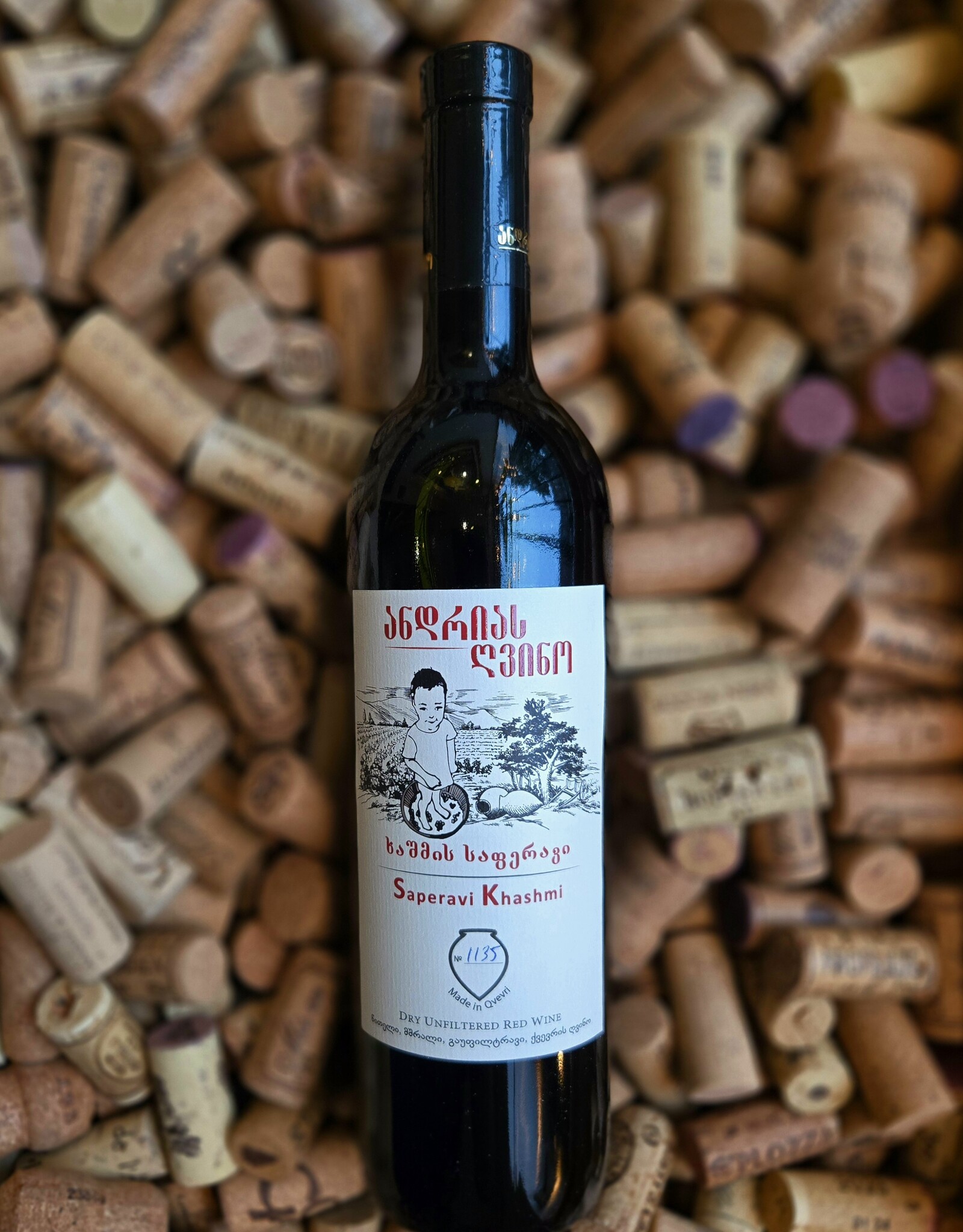 Andria Gvino Kakheti Saperavi Khashmi Qvevri Dry Unfiltered RED Wine 2023 750ml