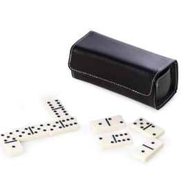 Domino Set in Black Leather Case