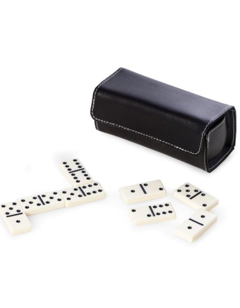 Domino Set in Black Leather Case