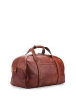 Bosca Leather Weekend Duffel - Washed Dark Brown