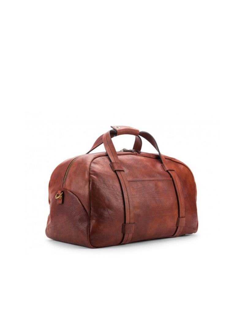 Bosca Leather Weekend Duffel - Washed Dark Brown