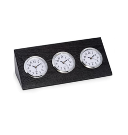 Triple Time Zone Clock Wood
