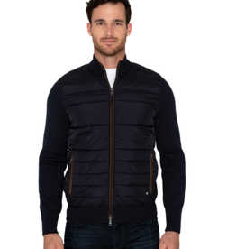 Raffi Quilted Jacket with Suede Trim - Navy