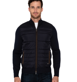 Raffi Raffi Quilted Front Jacket with Suede Trim - Navy