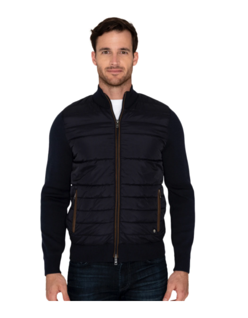 Raffi Raffi Quilted Front Jacket with Suede Trim - Navy