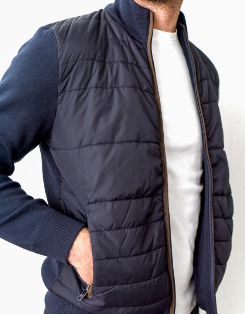 Raffi Raffi Quilted Front Jacket with Suede Trim - Navy