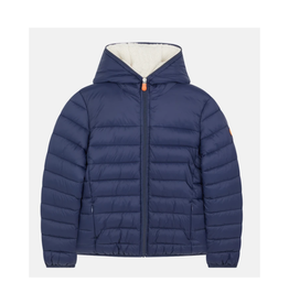 Save the Duck: Boys Puffer with Fur - Navy