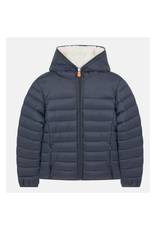 Save the Duck: Boys Puffer with Fur - Ebony Grey