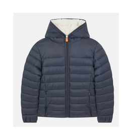 Save the Duck Save the Duck: Boys Puffer with Fur - Ebony Grey
