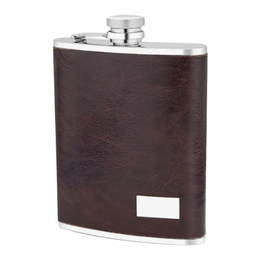 Brouk & Co Leather Flask 8oz  - Dark Brown