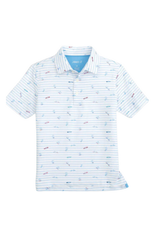 Johnnie-O Johnnie-O - Perf Polos - Surfin Stripes  White