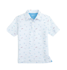 Johnnie-O Johnnie-O - Perf Polos - Surfin Stripes  White