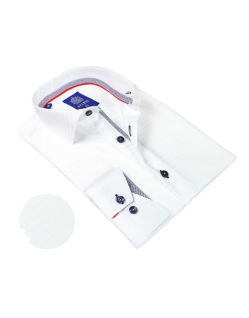Avenue21 -White Solid w/Navy Geo Trim