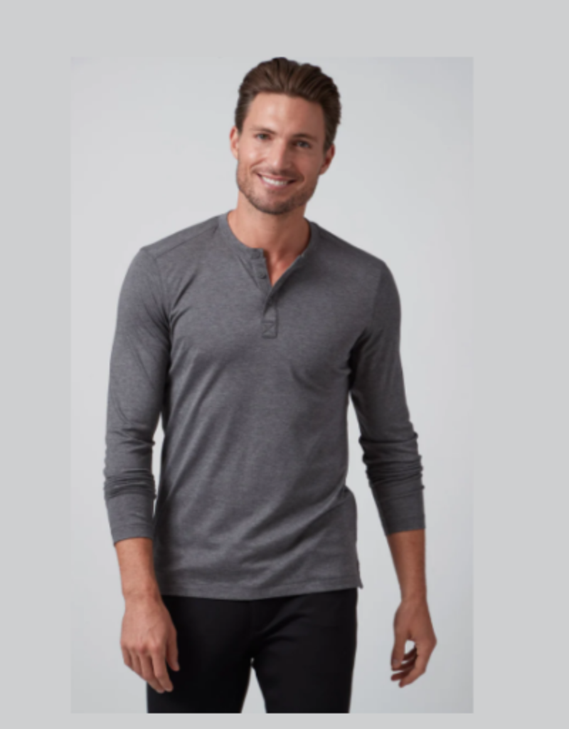 Raffi Raffi LS 3-Button Henley - Charcoal