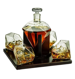Diamond Decanter Set w/4 Glasses