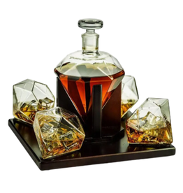 The Wine Savant Diamond Decanter Set w/4 Glasses