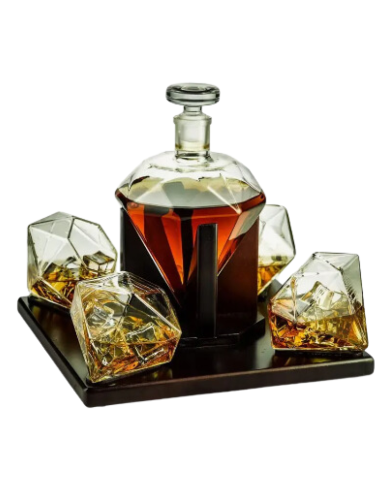 Diamond Decanter Set w/4 Glasses