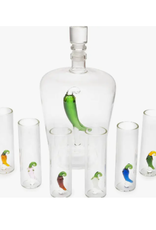 The Wine Savant Tequila Decanter Set w/6 Pepper Shot Glasses